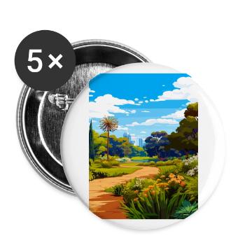 Jardin botanique royal Vintage voyage affiche WPA Art - Lot de 5 grands badges (56 mm) - blanc - Devant