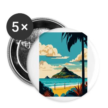 Tauranga Nouvelle-Zélande Vintage voyage affiche WPA Art - Lot de 5 grands badges (56 mm) - blanc - Devant
