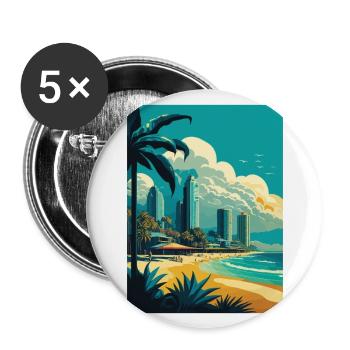 Gold Coast Australien Vintage Reiseposter WPA Kunst - Buttons groß 56 mm (5er Pack) - Weiß - Vorne