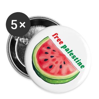 Conception de pastèque, Art gratuit de la Palestine - Lot de 5 grands badges (56 mm) - blanc - Devant