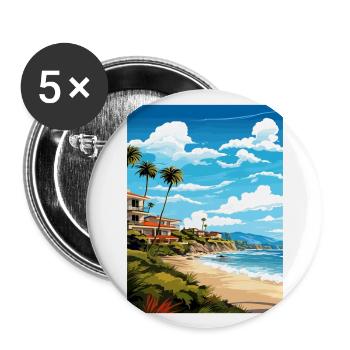 Heilige Teresa Costa Rica Vintage Reiseposter WPA - Buttons groß 56 mm (5er Pack) - Weiß - Vorne