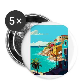 Isla Mujeres Decoration Vintage Travel Poster WPA - Buttons large 2.2''/56 mm (5-pack) - white - Front
