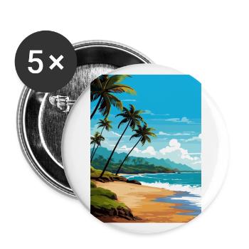 Playa Flamingo Costa Rica Vintage Reiseposter - Buttons groß 56 mm (5er Pack) - Weiß - Vorne