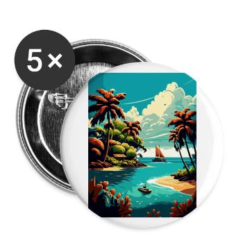 Dominican Republic Caribbean Vintage Travel Poster - Buttons large 2.2''/56 mm (5-pack) - white - Front