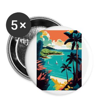 Trinidad And Tobago Caribbean Travel Poster - Buttons large 2.2''/56 mm (5-pack) - white - Front
