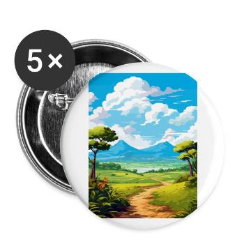 Parc national de Rincon de la Vieja affiche de voyage - Lot de 5 grands badges (56 mm) - blanc - Devant