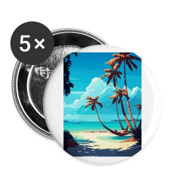 Bavaro Caribbean Tropical Islands Travel Poster - Buttons large 2.2''/56 mm (5-pack) - white - Front