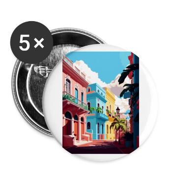 San Juan Caraïbes Vintage voyage affiche Souvenir - Lot de 5 grands badges (56 mm) - blanc - Devant