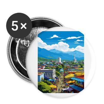 San Jose Costa Rica Vintage Reiseposter Souvenir - Buttons groß 56 mm (5er Pack) - Weiß - Vorne