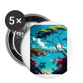 Barbados Caribbean Vintage Travel Poster Souvenir - Buttons large 2.2''/56 mm (5-pack) - white - Front