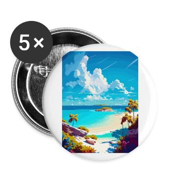 Eleuthera Caribbean Vintage Travel Poster Souvenir - Buttons large 2.2''/56 mm (5-pack) - white - Front