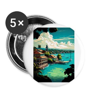 Ocho Rios Caribbean Vintage Travel Poster Souvenir - Buttons large 2.2''/56 mm (5-pack) - white - Front