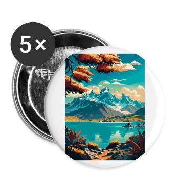 Nature montagnes Vintage voyage affiche WPA Art - Lot de 5 grands badges (56 mm) - blanc - Devant