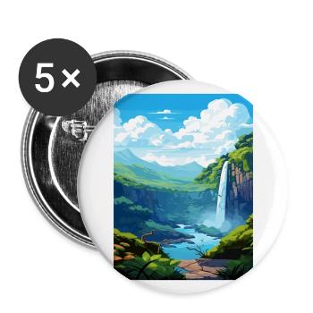 La Fortuna Wasserfall Vintage Reiseposter WPA Kunst - Buttons groß 56 mm (5er Pack) - Weiß - Vorne