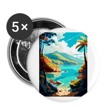 Puerto Rico Caribbean Vintage Travel Poster WPA - Buttons large 2.2''/56 mm (5-pack) - white - Front