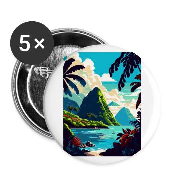 Saint Lucia Caribbean Vintage Travel Poster WPA - Buttons large 2.2''/56 mm (5-pack) - white - Front