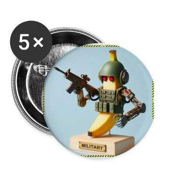 Banane Militär - Buttons groß 56 mm (5er Pack) - Weiß - Vorne