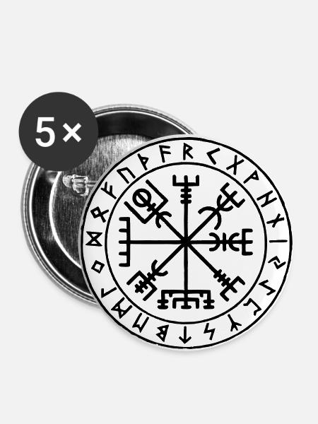 Wikinger-Kompass - Buttons groß 56 mm (5er Pack) - Weiß