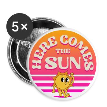 Here Comes The Sun Summer Vibes Retro Sunset - Buttons large 2.2''/56 mm (5-pack) - white - Front