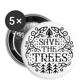 Rettung der Bäume - Buttons groß 56 mm (5er Pack) - Weiß - Vorne