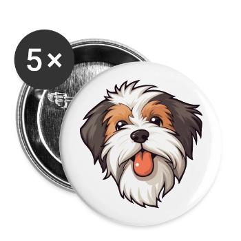 Biewer Terrier Dog Breed Watercolor Cartoon Kawaii - Buttons large 2.2''/56 mm (5-pack) - white - Front