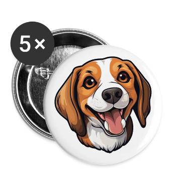Beagle Dog Breed Watercolor Cartoon Kawaii Clipart - Buttons large 2.2''/56 mm (5-pack) - white - Front