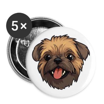Brussels Griffon Dog Breed Watercolor Cartoon Kawa - Buttons large 2.2''/56 mm (5-pack) - white - Front