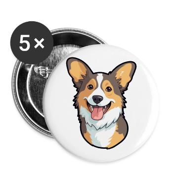 Strickjacke Welsh Corgi Hunderasse Aquarell Karikatur - Buttons groß 56 mm (5er Pack) - Weiß - Vorne