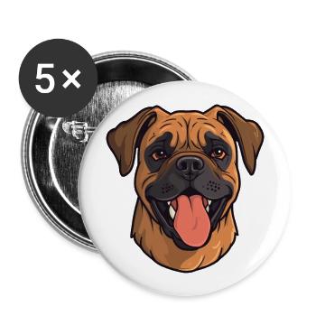 Bullmastiff chien race aquarelle dessin animé kawaii cl - Lot de 5 grands badges (56 mm) - blanc - Devant