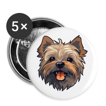 Cairn Terrier chien race aquarelle dessin animé Kawaii - Lot de 5 grands badges (56 mm) - blanc - Devant
