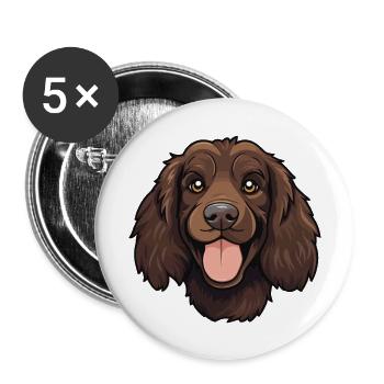 Boykin Épagneul chien race aquarelle dessin animé Kawaii - Lot de 5 grands badges (56 mm) - blanc - Devant