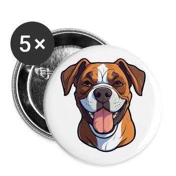 Boxer Hund Rasse Aquarell Cartoon Kawaii Clipart - Buttons groß 56 mm (5er Pack) - Weiß - Vorne
