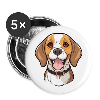 Beagle Dog Breed Watercolor Cartoon Kawaii Clipart - Buttons large 2.2''/56 mm (5-pack) - white - Front