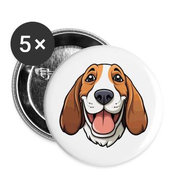 Basset Hund Hund Rasse Aquarell Karikatur Kawaii C - Buttons groß 56 mm (5er Pack) - Weiß - Vorne