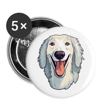Borzoi Dog Breed Watercolor Cartoon Kawaii Clipart - Buttons large 2.2''/56 mm (5-pack) - white - Front