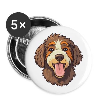 Barbet Dog Breed Watercolor Cartoon Kawaii Clipart - Buttons large 2.2''/56 mm (5-pack) - white - Front