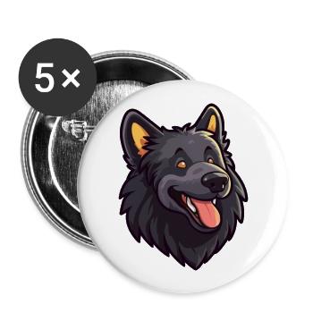 Belgischer Schäferhund Hunderasse Aquarell Karikatur Kawa - Buttons groß 56 mm (5er Pack) - Weiß - Vorne