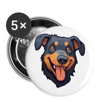 Beauceron Hunderasse Aquarell Cartoon Kawaii Clip - Buttons groß 56 mm (5er Pack) - Weiß - Vorne