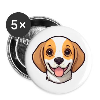 Beagle Dog Breed Watercolor Cartoon Kawaii Clipart - Buttons large 2.2''/56 mm (5-pack) - white - Front