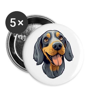 Bluetick Coonhound Dog Breed Watercolor Cartoon Ka - Buttons large 2.2''/56 mm (5-pack) - white - Front