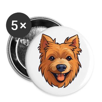 Australian Terrier Hunderasse Aquarell Karikatur Ka - Buttons groß 56 mm (5er Pack) - Weiß - Vorne