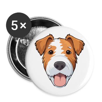 Draht Foxterrier Hunderasse Aquarell Karikatur Kawa - Buttons groß 56 mm (5er Pack) - Weiß - Vorne
