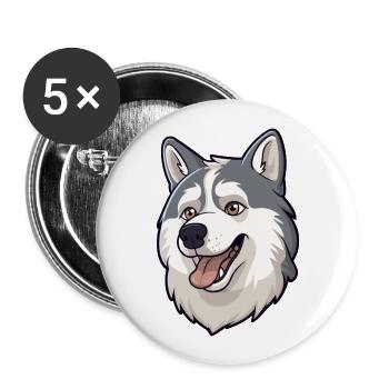 Husky chien race aquarelle dessin animé Kawaii Clipart - Lot de 5 grands badges (56 mm) - blanc - Devant