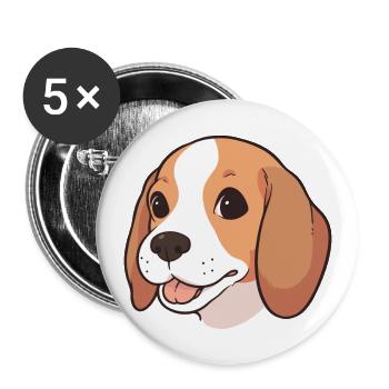 Beagle Dog Breed Watercolor Cartoon Kawaii Clipart - Buttons large 2.2''/56 mm (5-pack) - white - Front