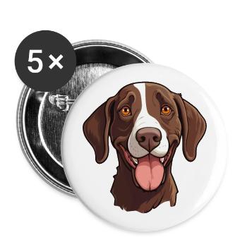 Deutsch Kurzhaar Vorstehhund Rasse Aquarell ca - Buttons groß 56 mm (5er Pack) - Weiß - Vorne