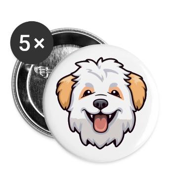 Pumik Dog Breed Watercolor Cartoon Kawaii Clipart - Buttons large 2.2''/56 mm (5-pack) - white - Front