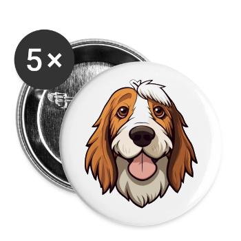 Petits Bassets Griffons Vendeen Hunderasse Watercol - Buttons groß 56 mm (5er Pack) - Weiß - Vorne
