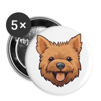 Norwich Terrier Dog Breed Watercolor Cartoon Kawai - Buttons large 2.2''/56 mm (5-pack) - white - Front
