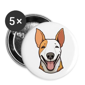Miniature Bull Terrier Dog Breed Watercolor Cartoo - Buttons large 2.2''/56 mm (5-pack) - white - Front