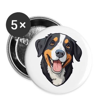 Greater Swiss Mountain Dog Breed Watercolor Cartoo - Buttons large 2.2''/56 mm (5-pack) - white - Front